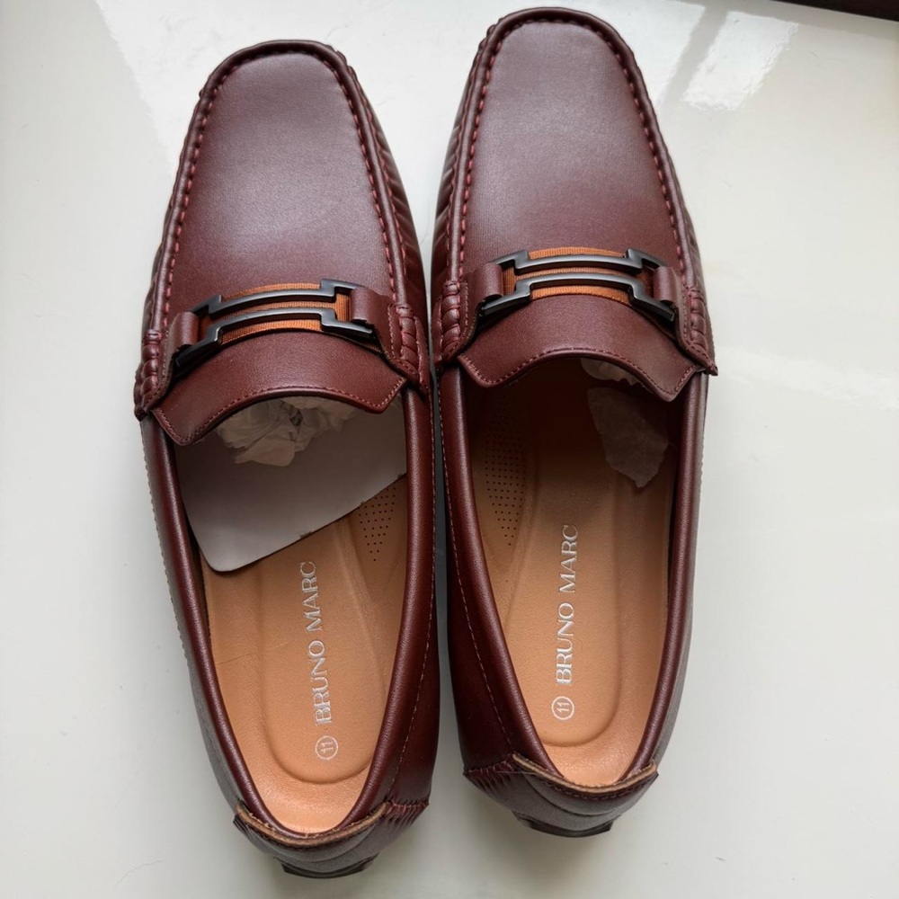 Bruno Marc Men's Brown Burgundy Loafers